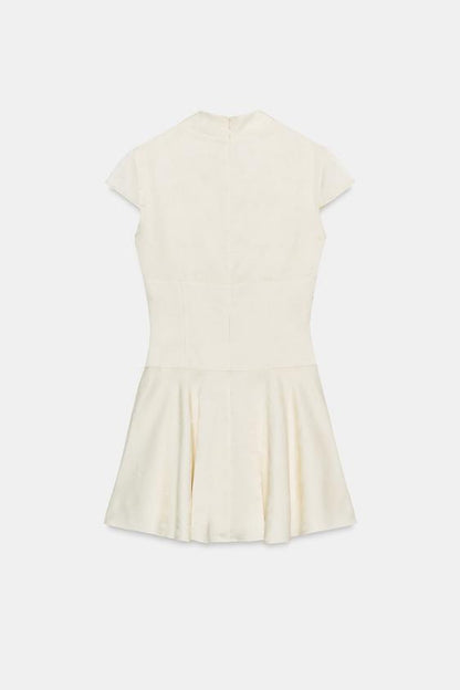 Robe mini satinée en jacquard à boutons