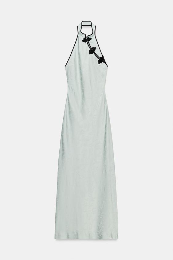 Robe midi en jacquard à brandebourgs