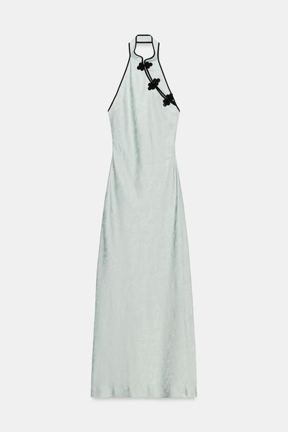 Robe midi en jacquard à brandebourgs