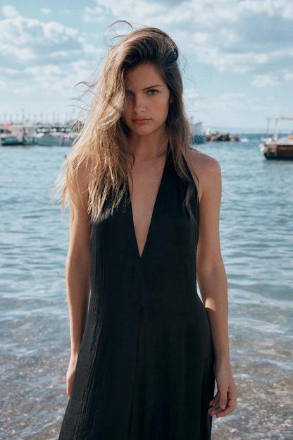 Robe midi dos-nu satinée