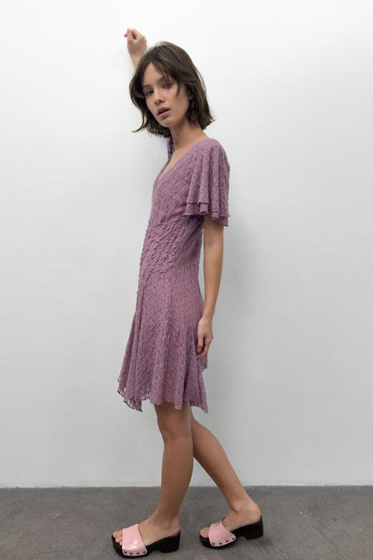 Robe en dentelle à fronces