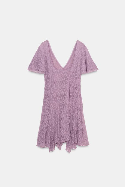 Robe en dentelle à fronces