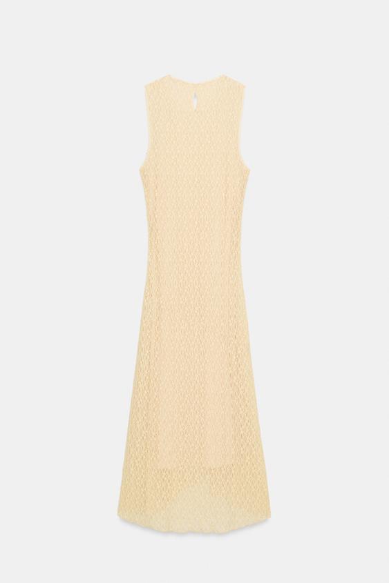 Robe midi en dentelle à fronces