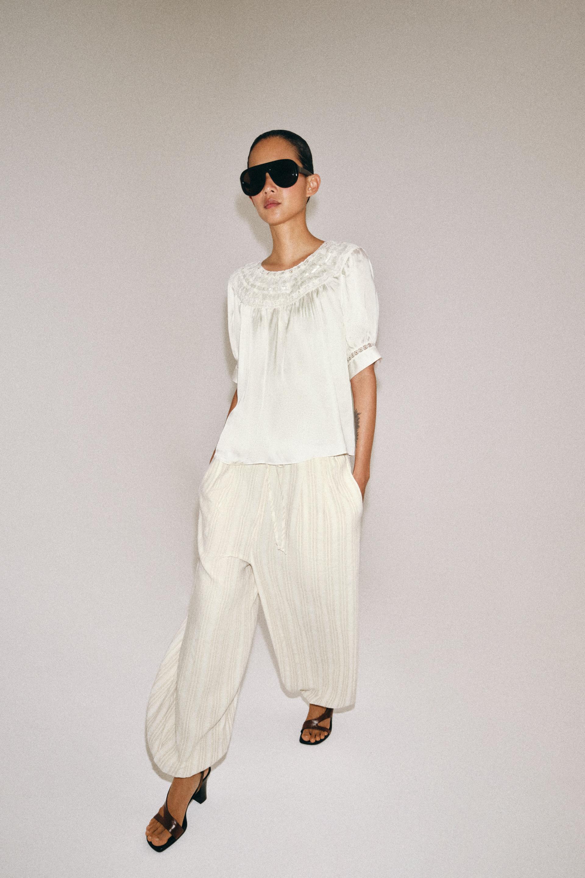 Pantalon bouffant à rayures ZW Collection