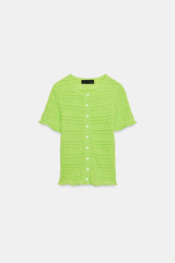 Veste en maille smockée