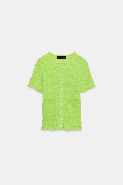 Veste en maille smockée