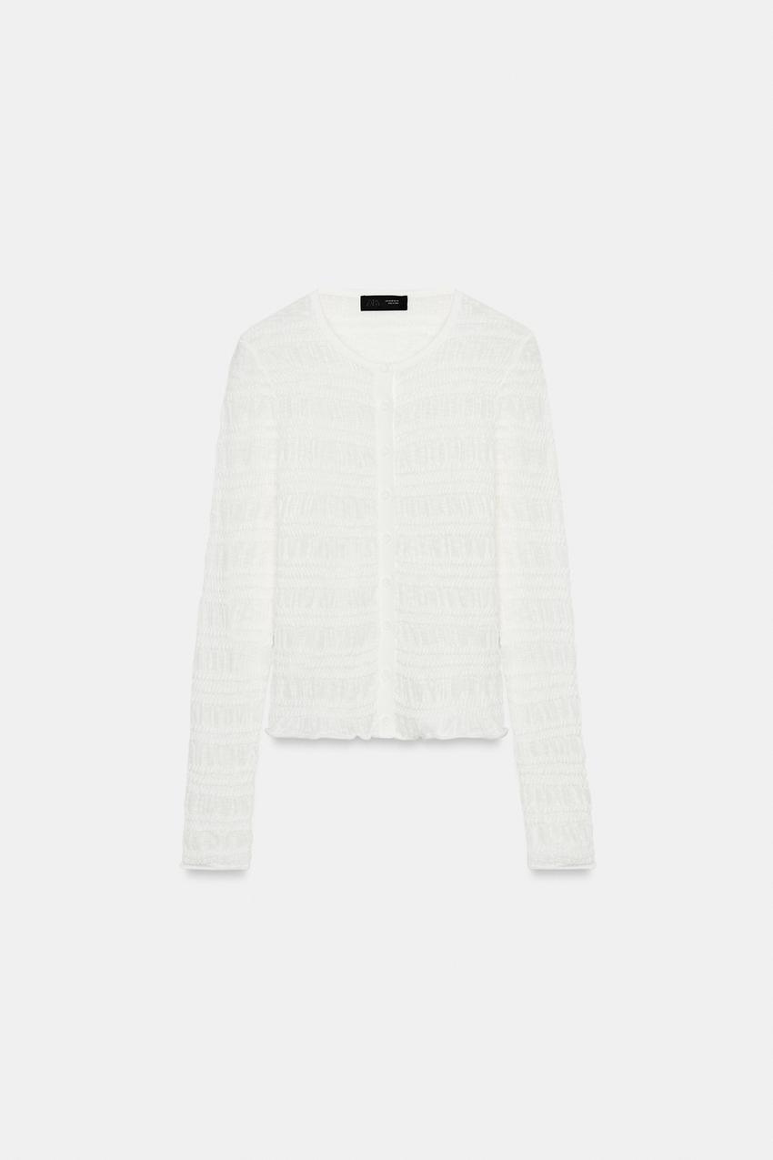 Veste en maille smockée