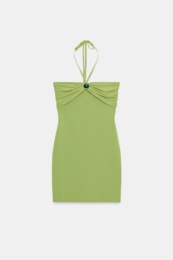 Robe bandeau en maille à détail boule