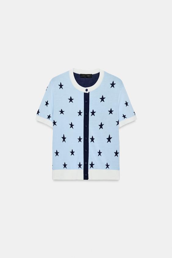 Veste en maille à motif étoiles