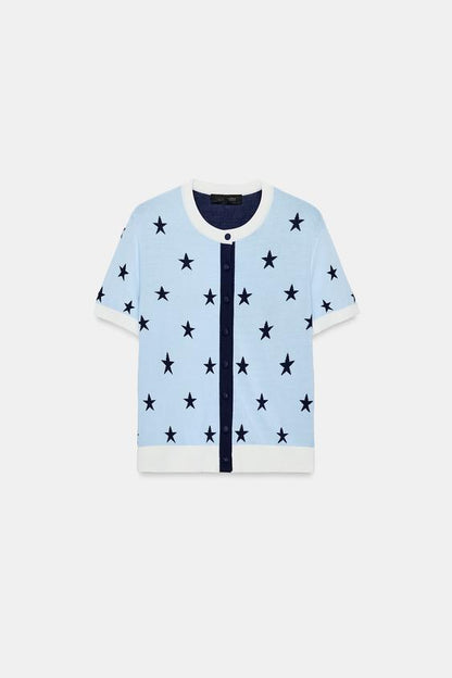 Veste en maille à motif étoiles
