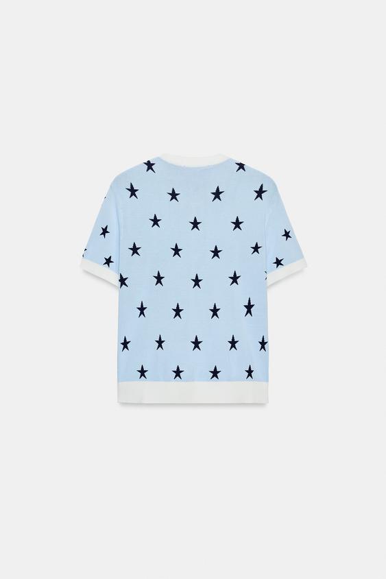 Veste en maille à motif étoiles