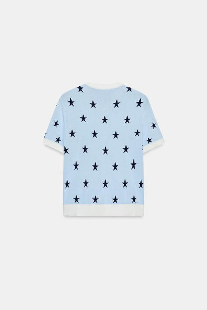 Veste en maille à motif étoiles