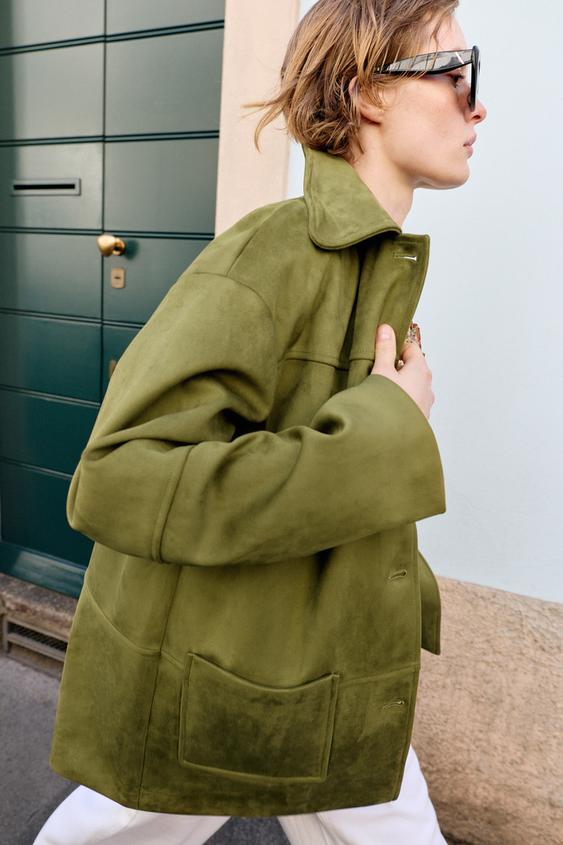 Manteau effet suédine