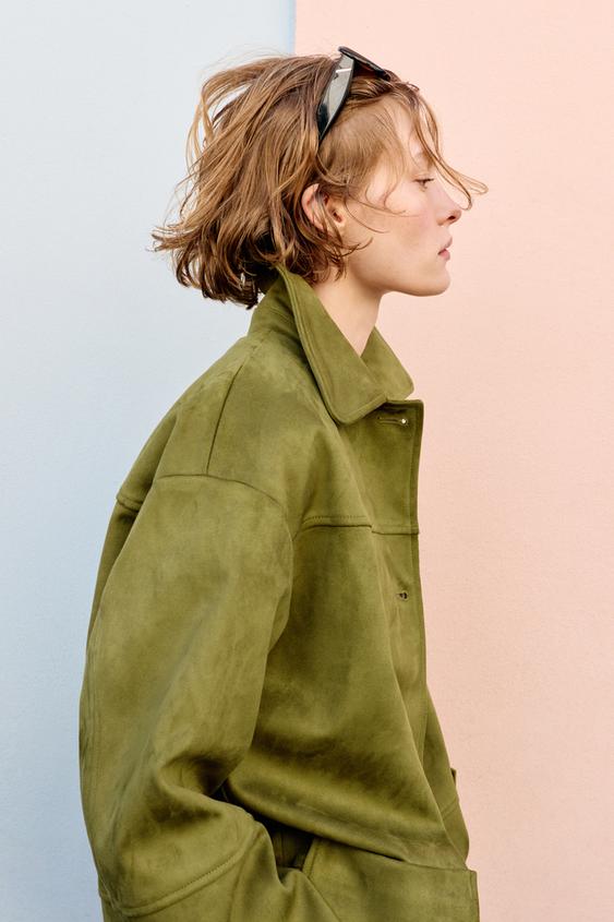 Manteau effet suédine