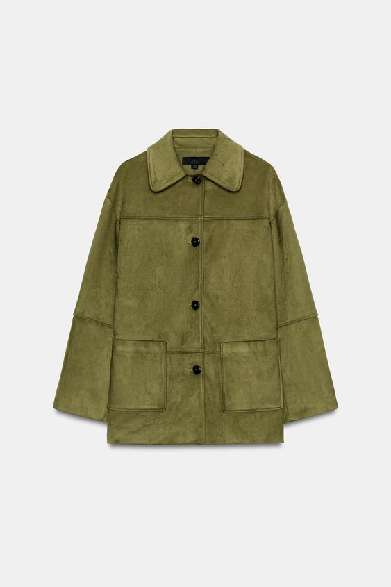 Manteau effet suédine