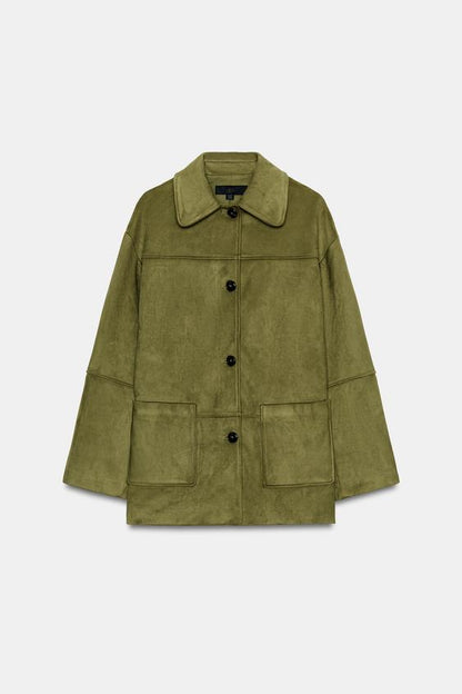 Manteau effet suédine