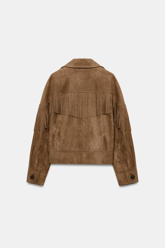 Blouson à franges effet suédine