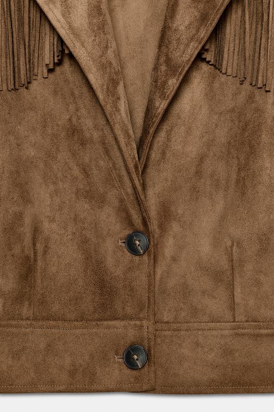 Blouson à franges effet suédine
