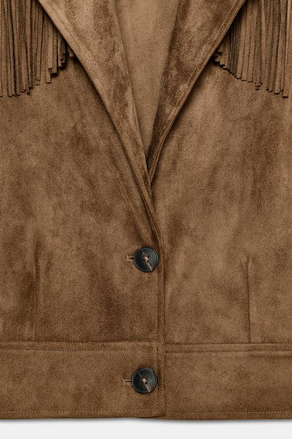 Blouson à franges effet suédine