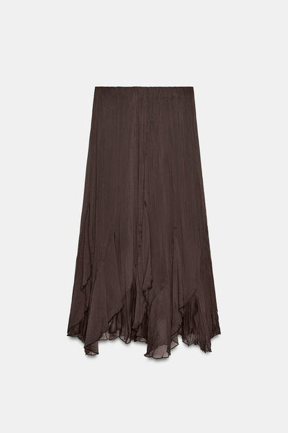 Jupe midi à volants en dentelle