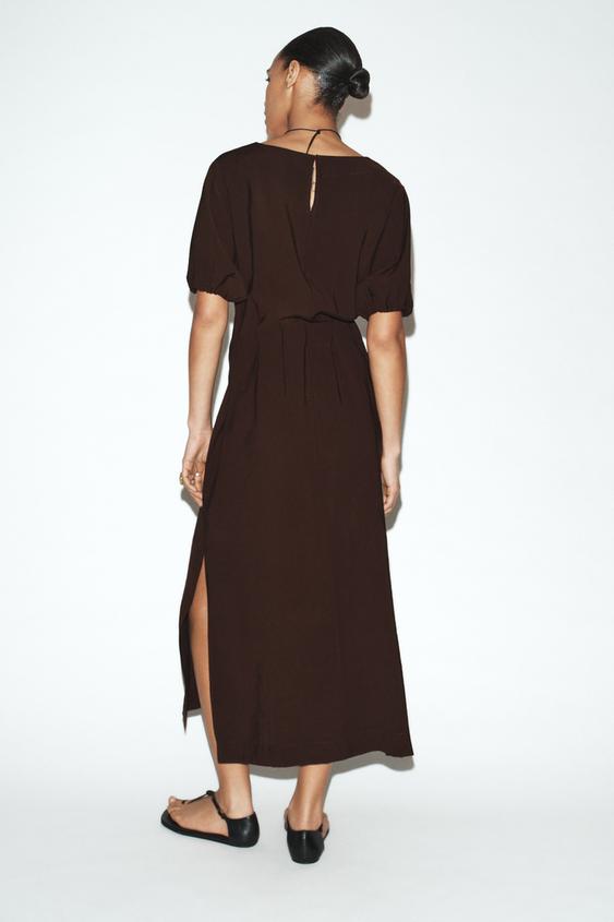 Robe midi fluide à plis