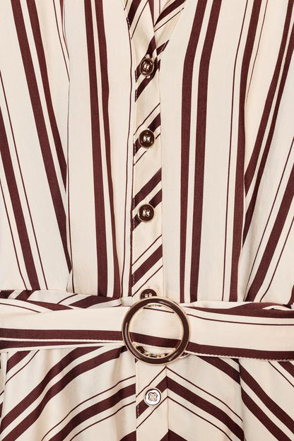 Robe midi à rayures avec ceinture