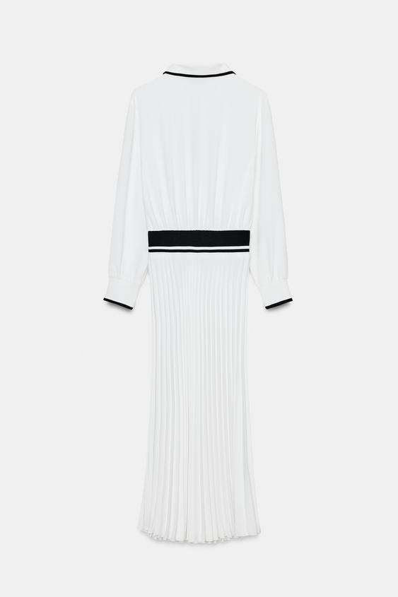Robe midi contrastée plissée