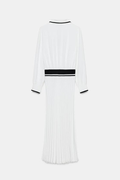 Robe midi contrastée plissée