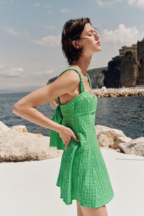 Robe courte à carreaux vichy