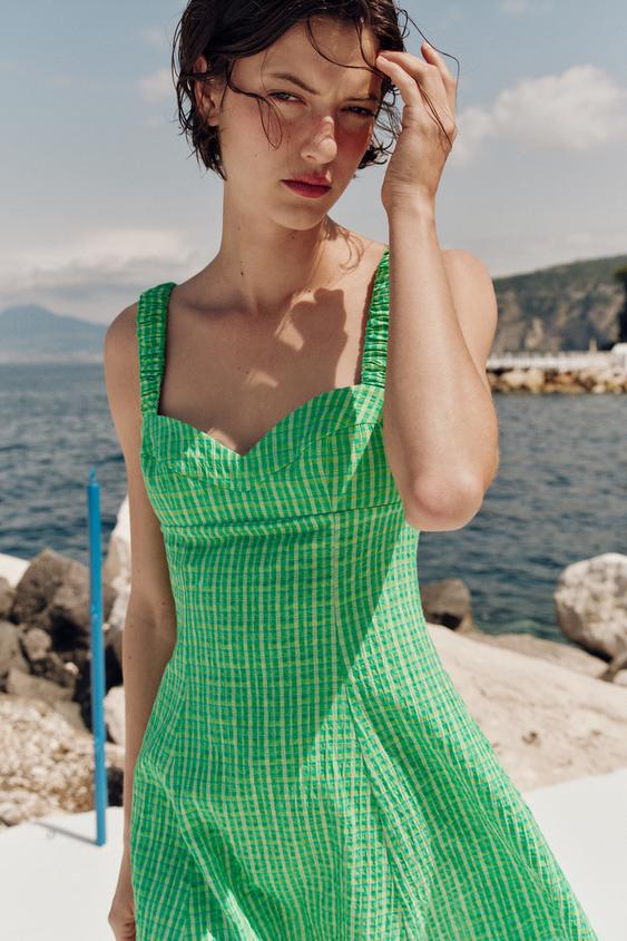 Robe courte à carreaux vichy