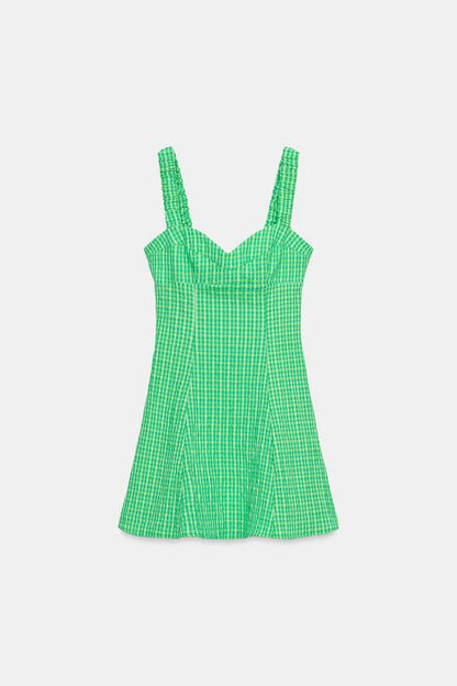 Robe courte à carreaux vichy