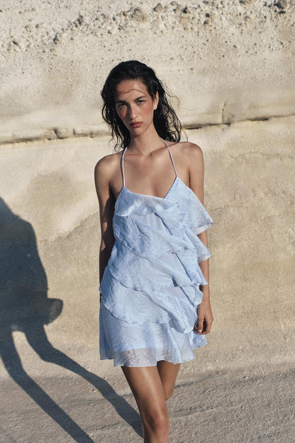 Robe courte à volants
