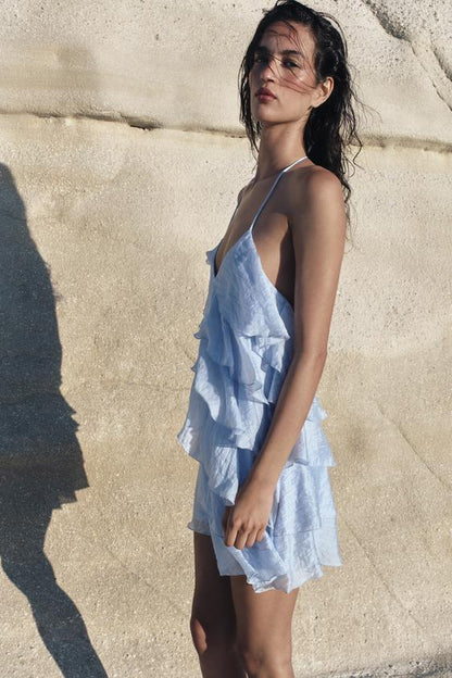 Robe courte à volants