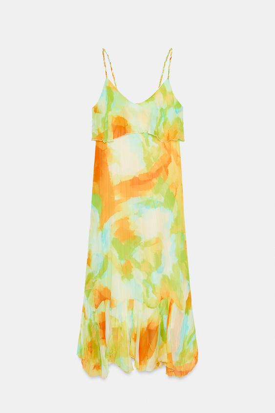 Robe midi imprimée à volants