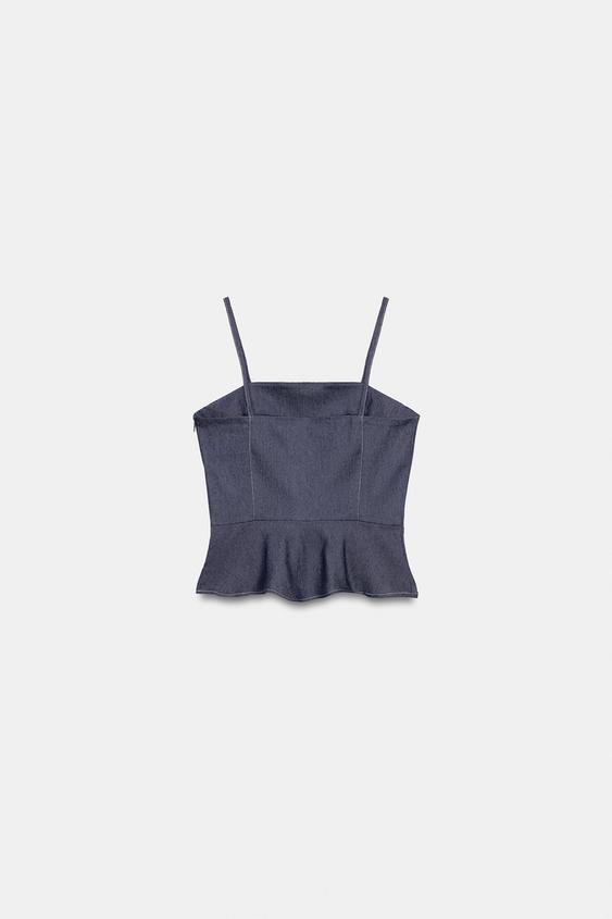 Top peplum à brandebourgs