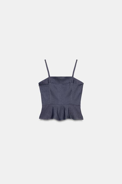 Top peplum à brandebourgs
