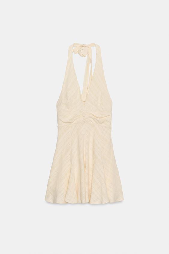 Robe courte texturée dos-nu