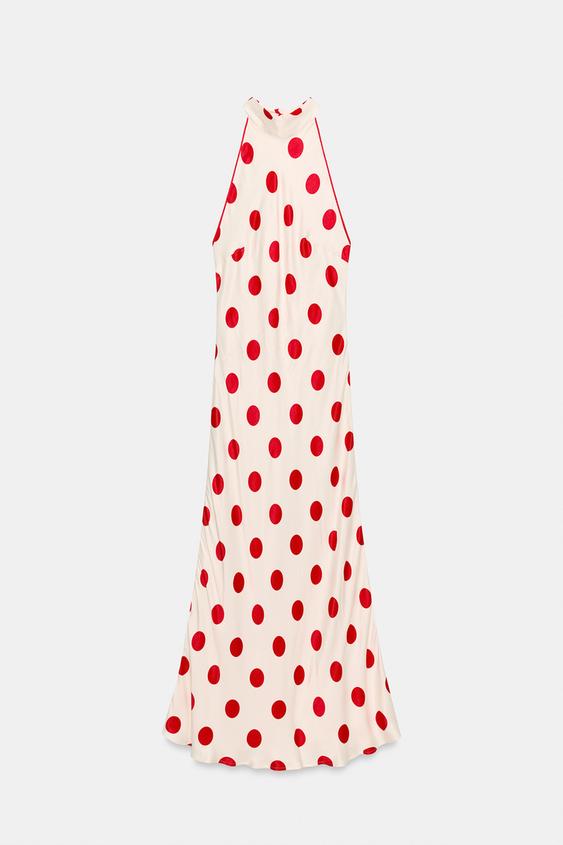 Robe midi dos-nu à pois