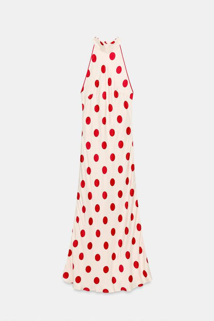 Robe midi dos-nu à pois