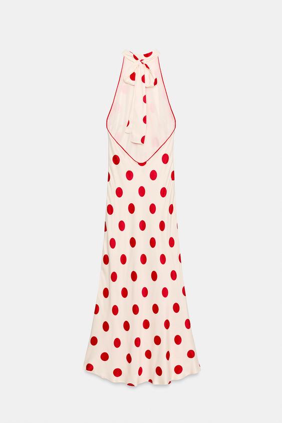 Robe midi dos-nu à pois