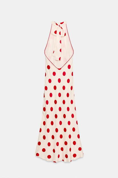 Robe midi dos-nu à pois