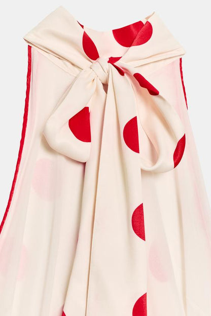 Robe midi dos-nu à pois
