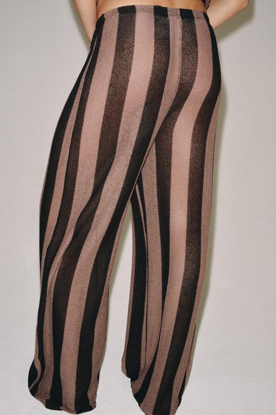 Pantalon texturé à rayures
