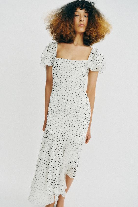 Robe midi à pois