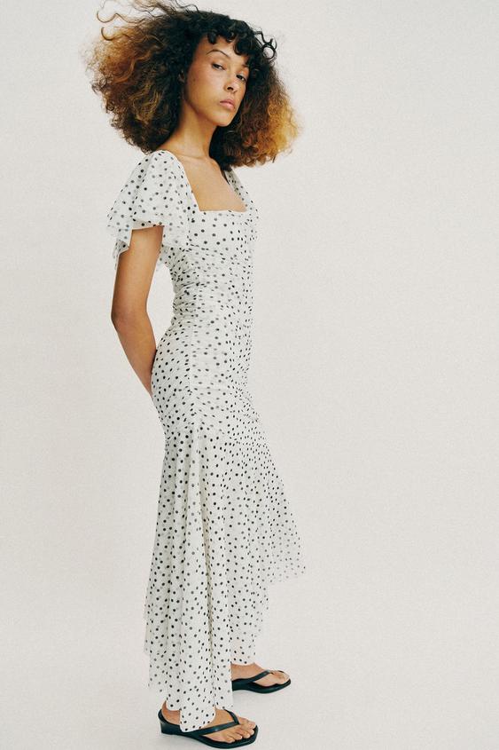 Robe midi à pois