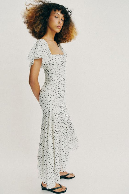 Robe midi à pois