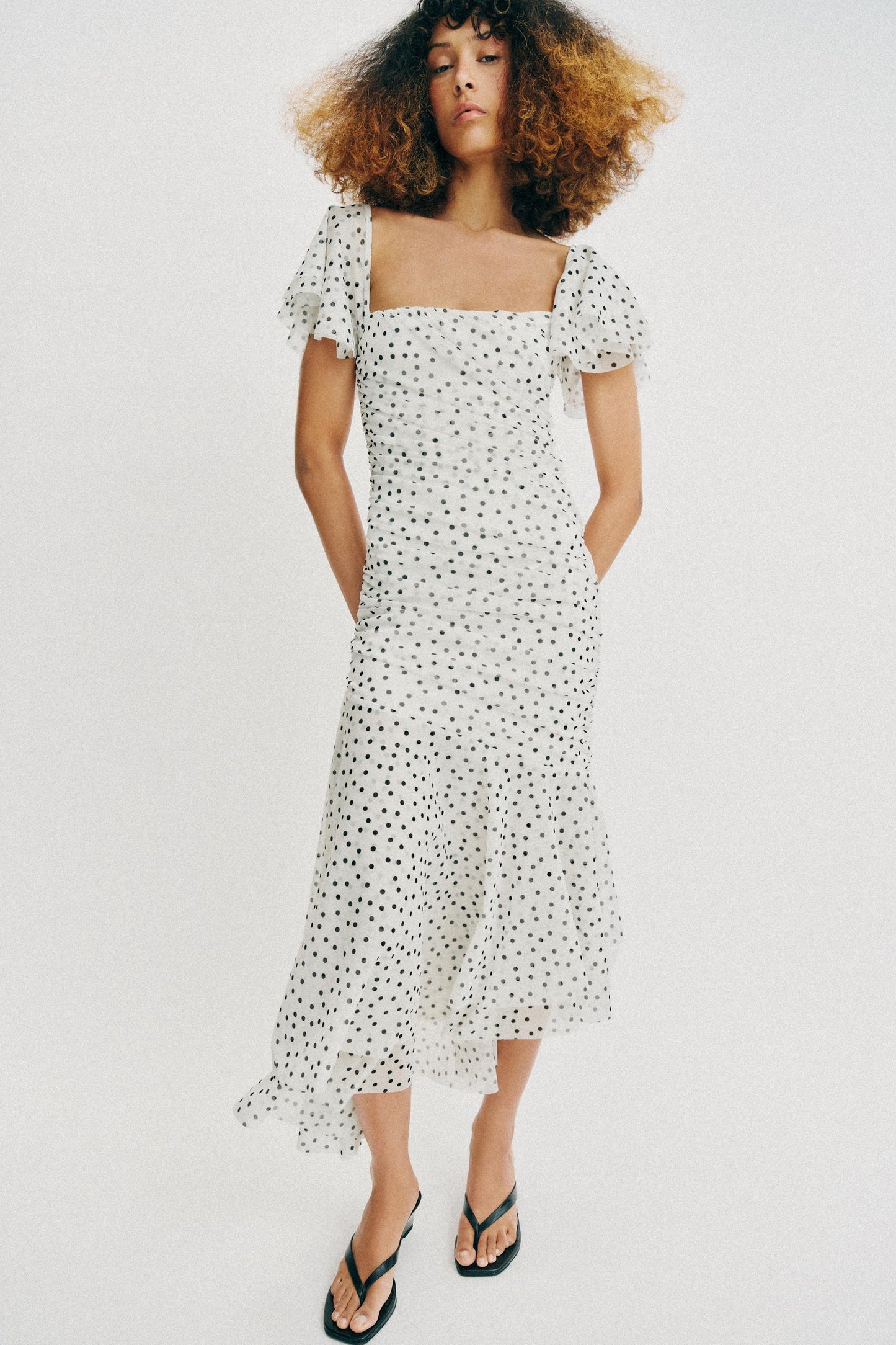 Robe midi à pois