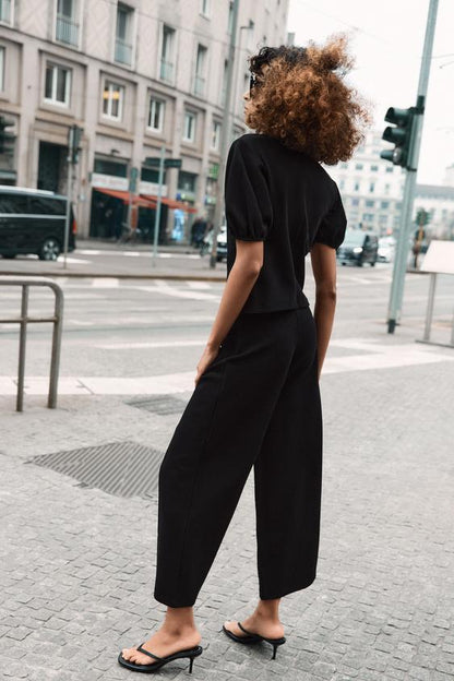 Top à manches bouffantes