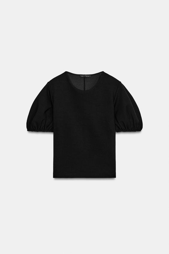 Top à manches bouffantes