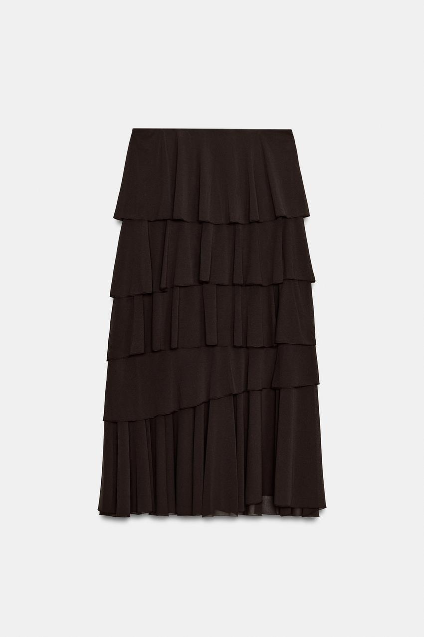 Jupe midi à volants